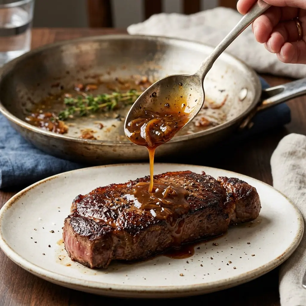 Stunning plated serving of The Master Pan Sauce: A Parisian Shortcut for the Weeknight Host, a chef-tested recipe by Chef Jorj Morgan.