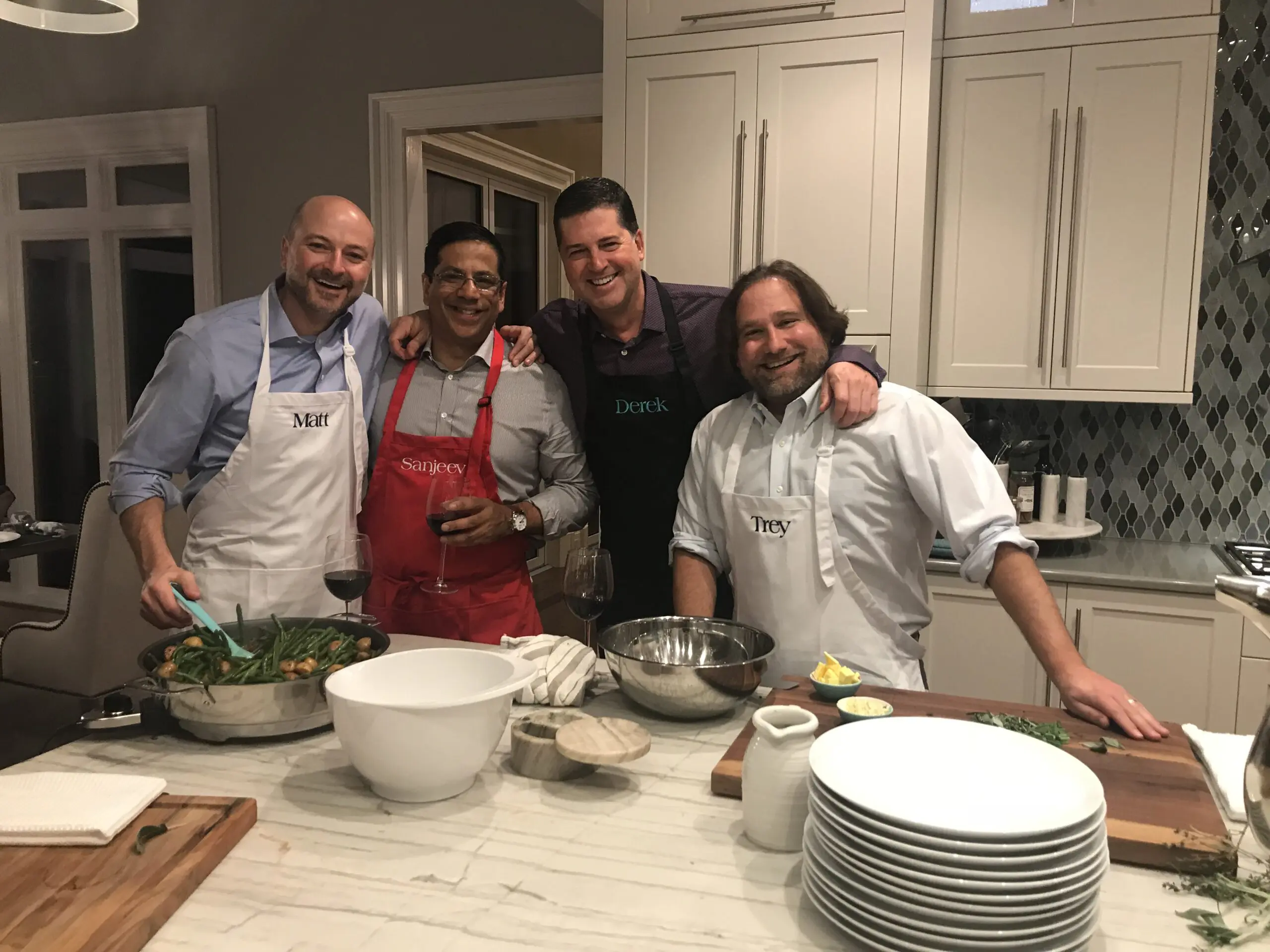 Friends working together in the kitchen
