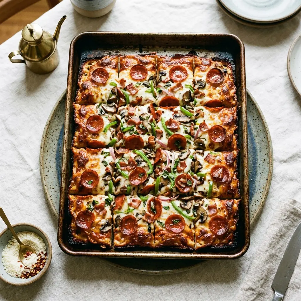 Stunning plated serving of Pepperoni, Pancetta & Pepper (PPP) Pizza, a chef-tested recipe by Chef Jorj Morgan.