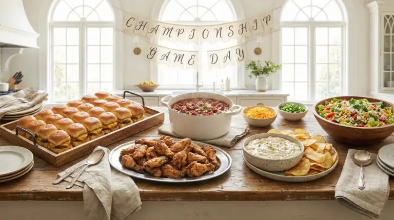 Stunning plated serving of Championship Game Day Spread, a chef-tested recipe by Chef Jorj Morgan.