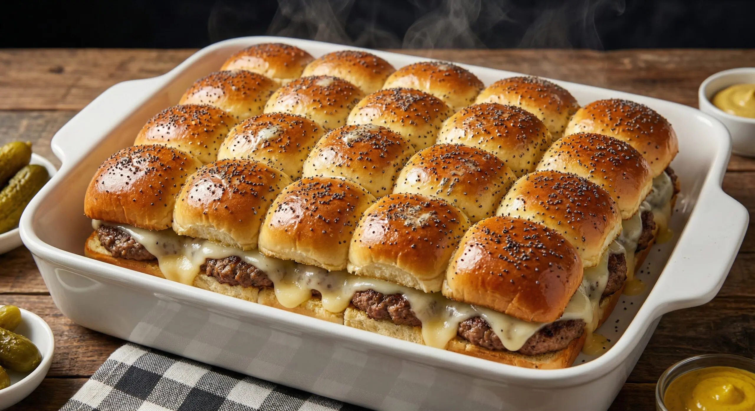 Signature Roast Beef Slab Sliders being prepared for simultaneous baking