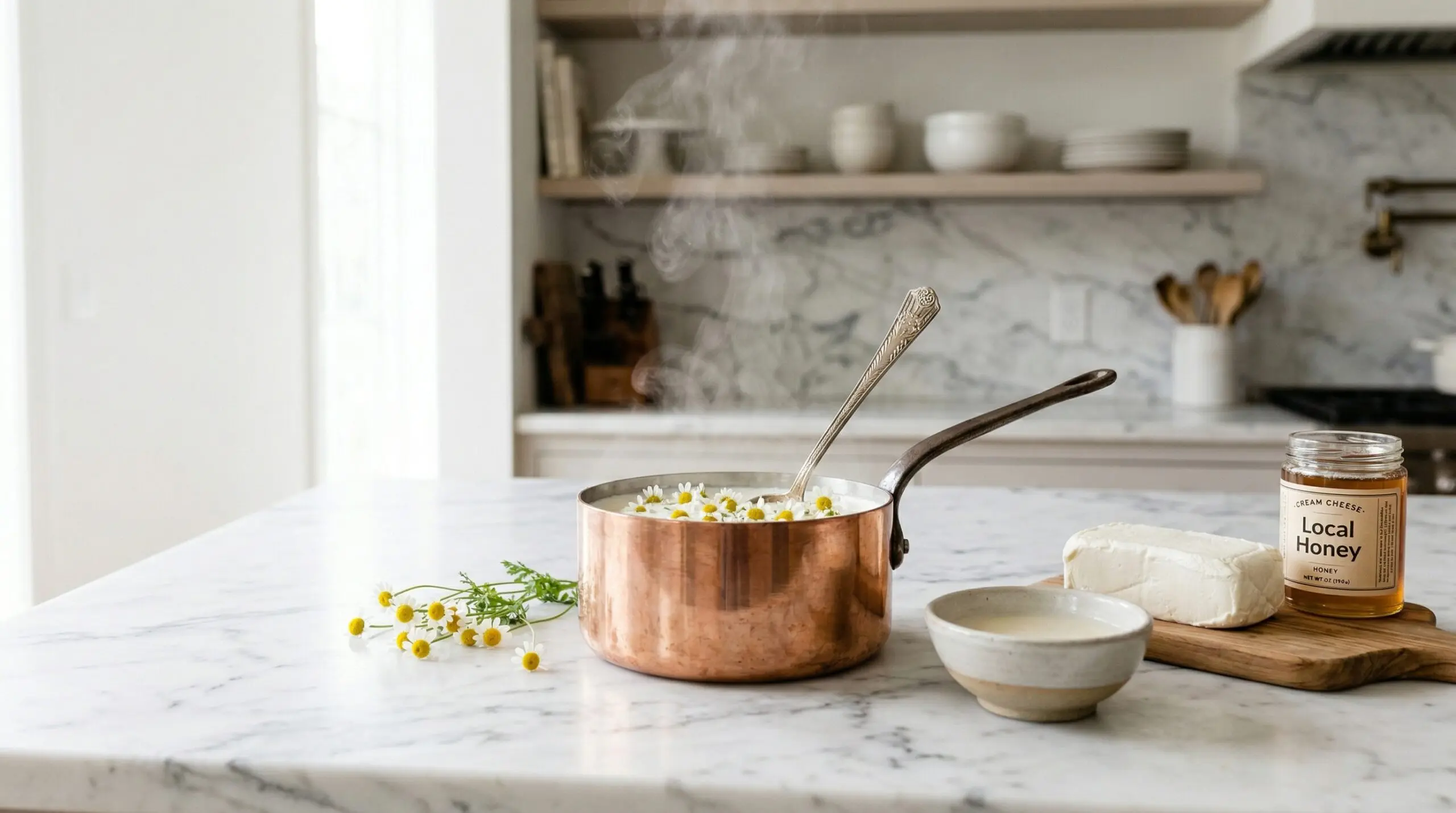 Technical infusion of fresh chamomile flowers into a honey-based cream base