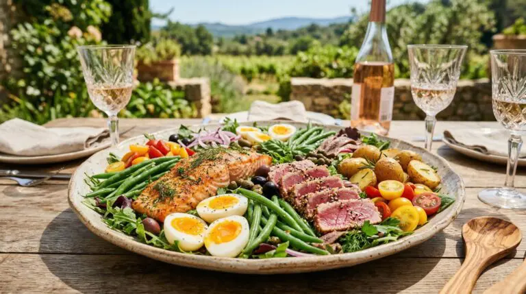 Stunning plated serving of The Estate Niçoise: A Summer Platter, a chef-tested recipe by Chef Jorj Morgan.