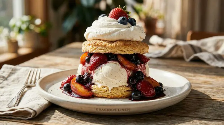 Stunning plated serving of Tequila Spiked Berry Shortcakes, a chef-tested recipe by Chef Jorj Morgan.