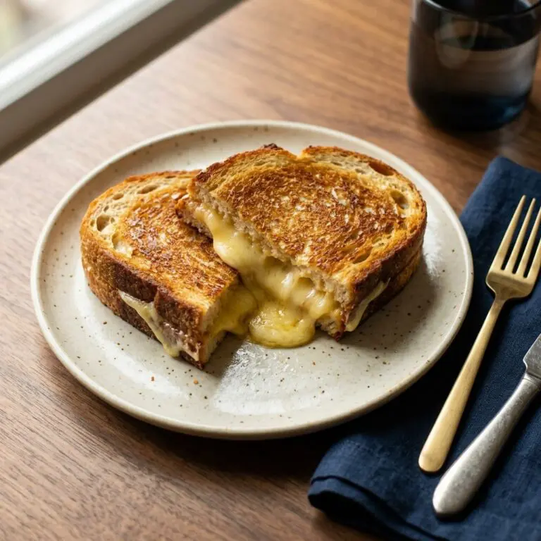 Stunning plated serving of Artisanal Skillet Grilled Cheese Sandwich, a chef-tested recipe by Chef Jorj Morgan.