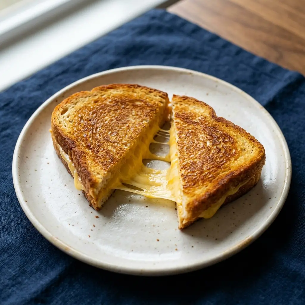 Stunning plated serving of My Way” Basic Grilled Cheese Sandwich, a chef-tested recipe by Chef Jorj Morgan.