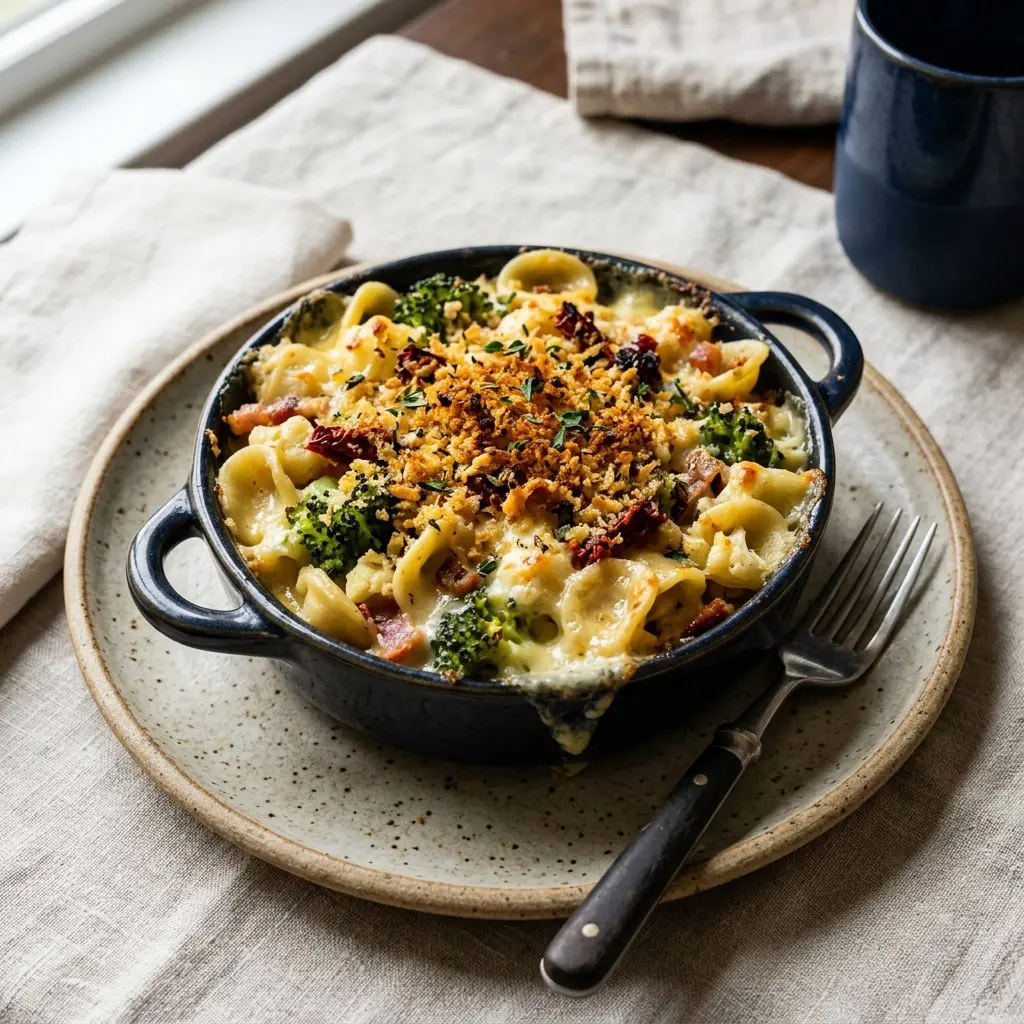 Stunning plated serving of My Way” Ultimate Mac and Cheese, a chef-tested recipe by Chef Jorj Morgan.