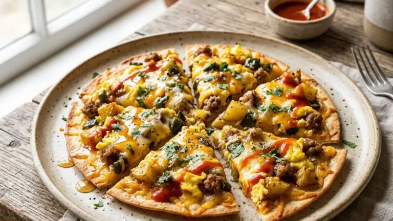 Stunning plated serving of Breakfast Pizzas, a chef-tested recipe by Chef Jorj Morgan.