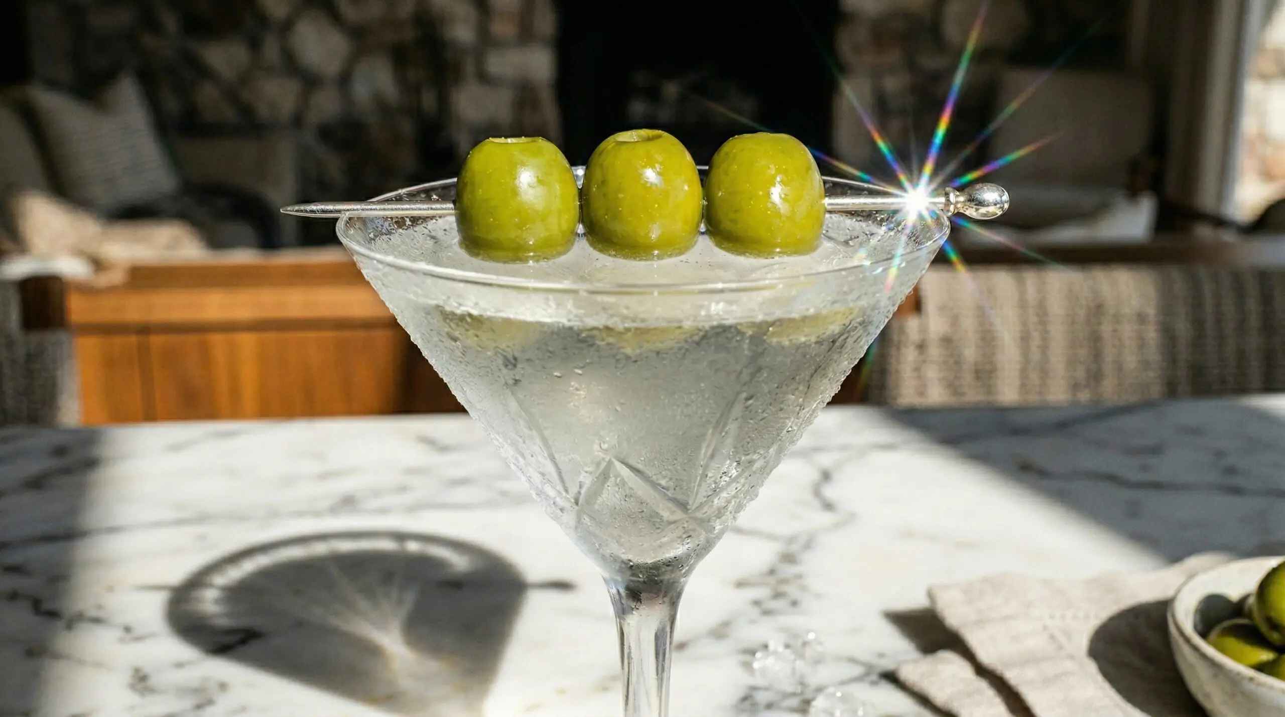 Stunning plated serving of Classic Dirty Martini, a chef-tested recipe by Chef Jorj Morgan.