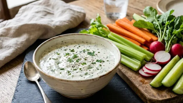 Stunning plated serving of Homemade Ranch Dressing, a chef-tested recipe by Chef Jorj Morgan.
