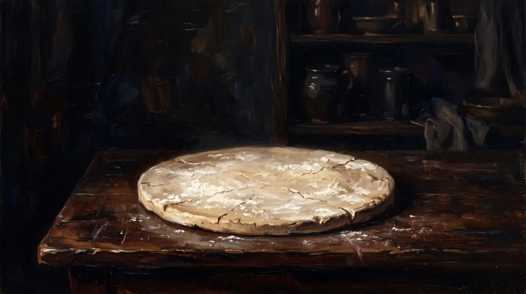 A hot, freshly baked homemade cheese pizza straight from the oven, with bubbling mozzarella and a crispy golden crust.
