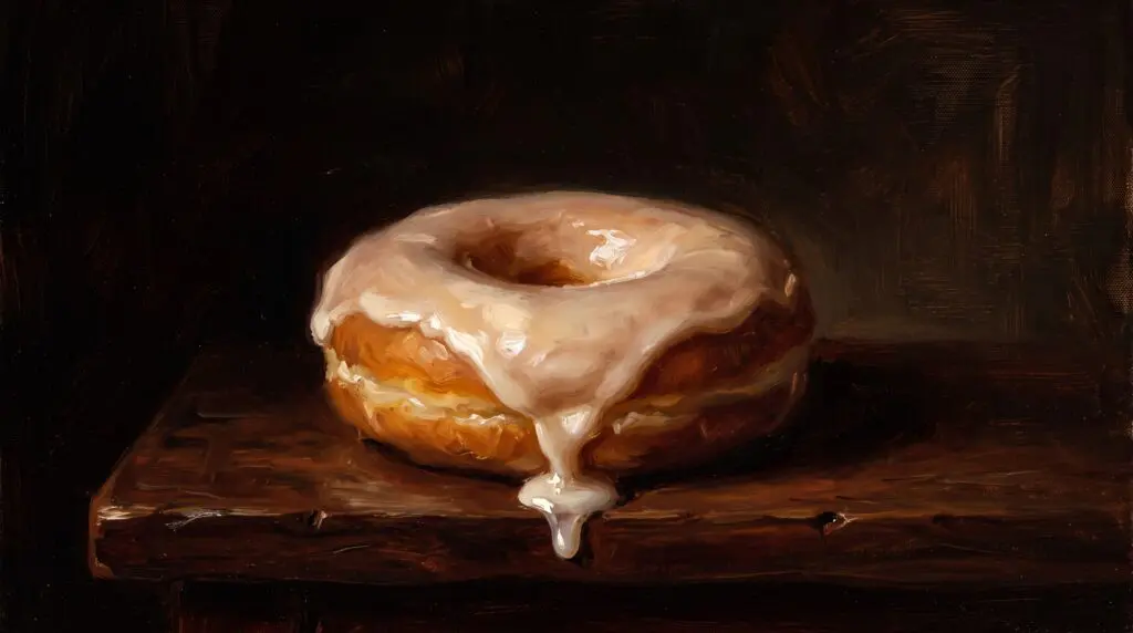 A child cutting rings out of soft biscuit dough on a flour-dusted kitchen counter to make quick homemade doughnuts.