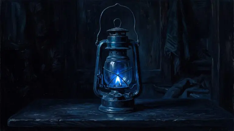 A warm, candlelit room with a crackling fireplace, offering a safe and cozy haven during a storm.