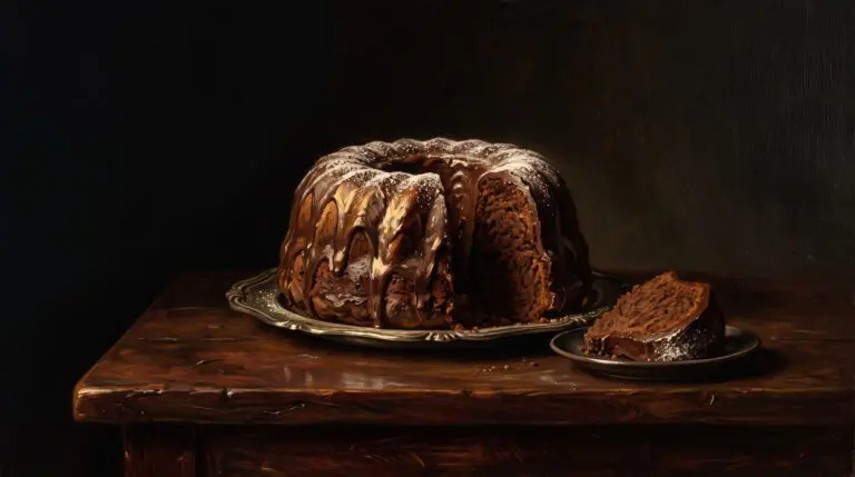 A slice of rich, moist chocolate cake topped with thick fudge frosting, perfect for a family birthday celebration.