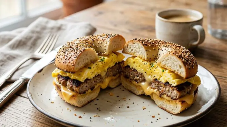 Stunning plated serving of My Breakfast Sandwich, a chef-tested recipe by Chef Jorj Morgan.