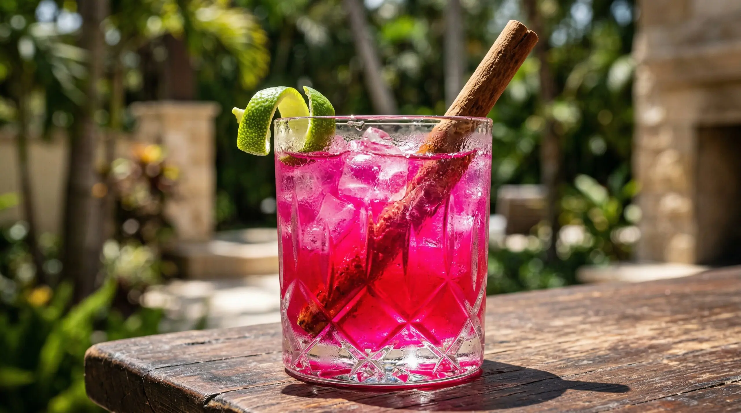 Stunning plated serving of The Prickled Pink Cocktail, a chef-tested recipe by Chef Jorj Morgan.