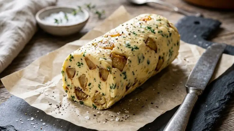 Stunning plated serving of Roasted Garlic Compound Butter, a chef-tested recipe by Chef Jorj Morgan.