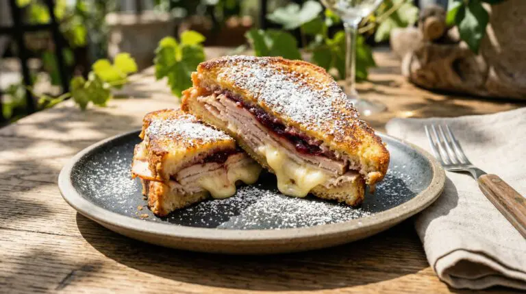 Stunning plated serving of Turkey and Cranberry Monte Cristo Sandwich, a chef-tested recipe by Chef Jorj Morgan.