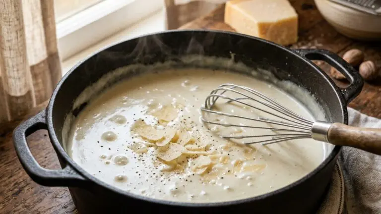 Stunning plated serving of White Sauce for Mac and Cheese, a chef-tested recipe by Chef Jorj Morgan.