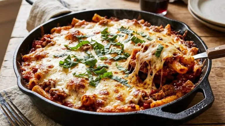 Stunning plated serving of Ziti Skillet, a chef-tested recipe by Chef Jorj Morgan.