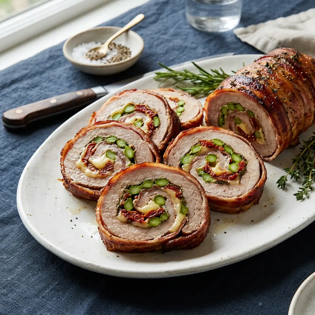 Stunning plated serving of Rock-and-Roll Pork Tenderloin, a chef-tested recipe by Chef Jorj Morgan.