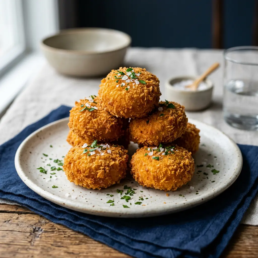 Stunning plated serving of Tuna Croquettes, a chef-tested recipe by Chef Jorj Morgan.