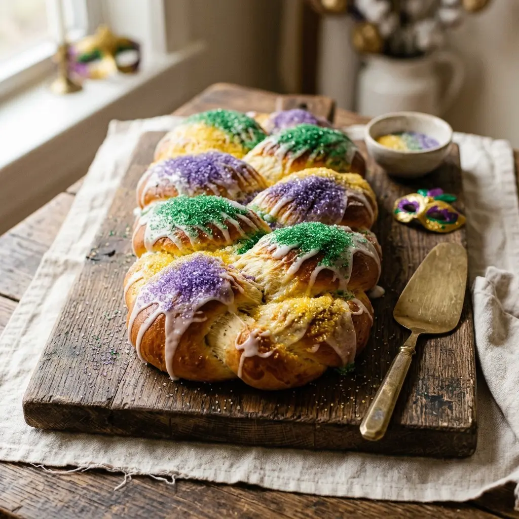 Stunning plated serving of Mardi Gras Bread, a chef-tested recipe by Chef Jorj Morgan.