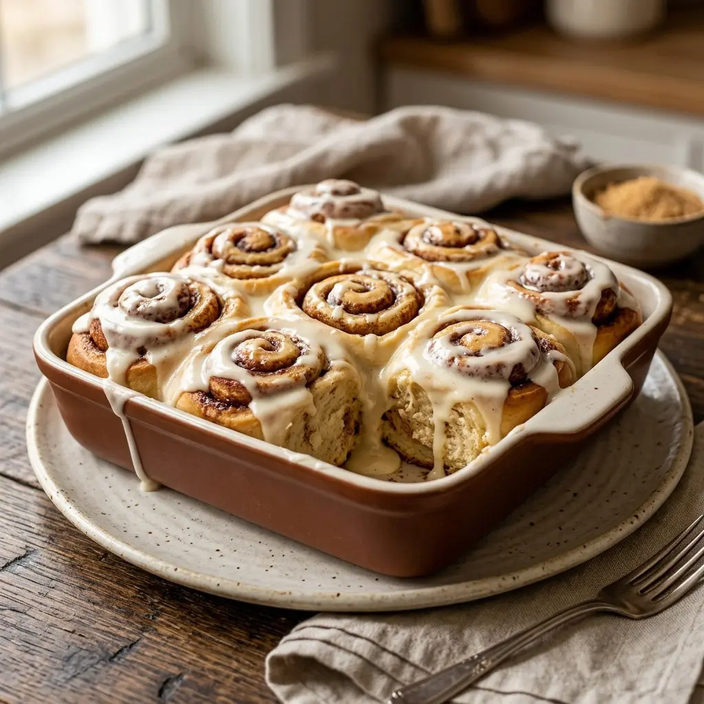 Stunning plated serving of Best Evah Cinnamon Rolls, a chef-tested recipe by Chef Jorj Morgan.