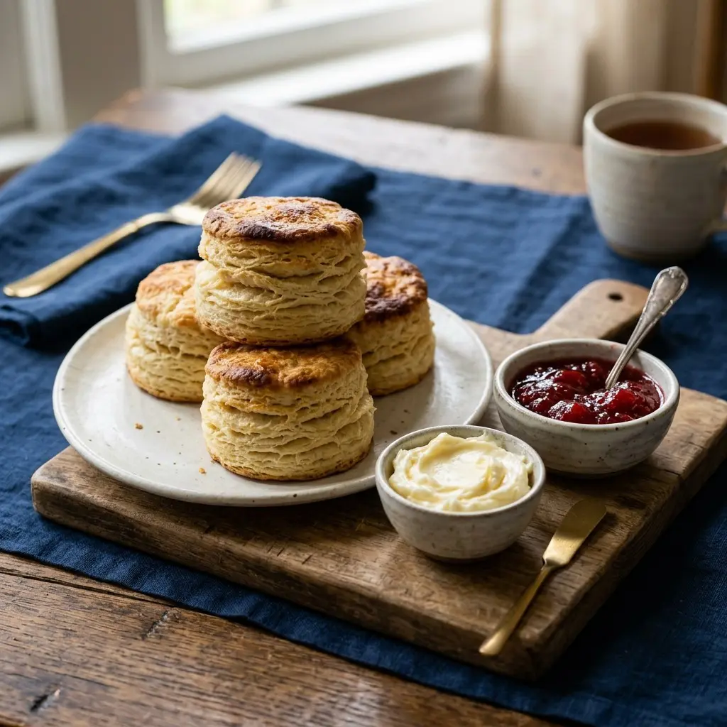 Stunning plated serving of Buttermilk Biscuits, a chef-tested recipe by Chef Jorj Morgan.