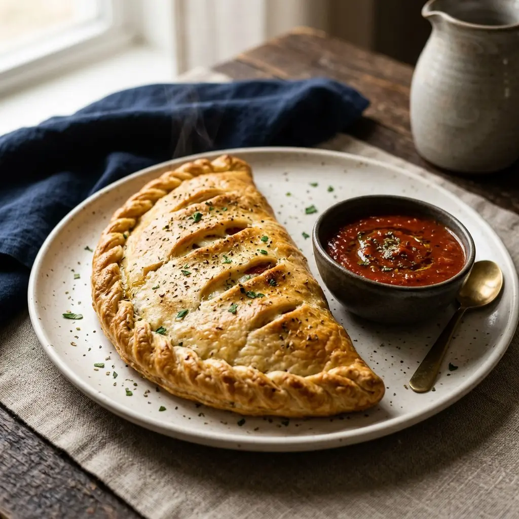 Stunning plated serving of Calzones, a chef-tested recipe by Chef Jorj Morgan.