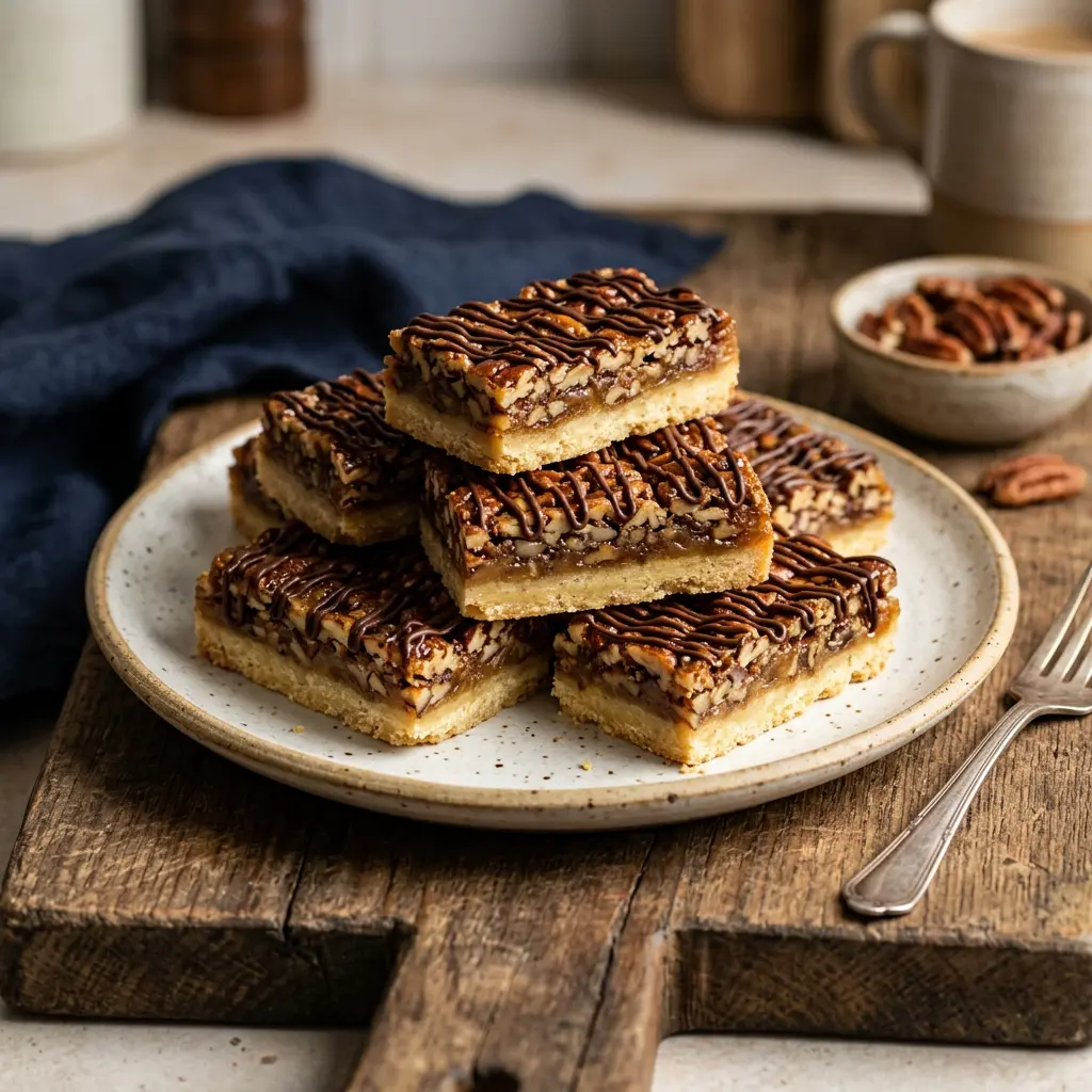 Stunning plated serving of Maple Pecan Bars, a chef-tested recipe by Chef Jorj Morgan.