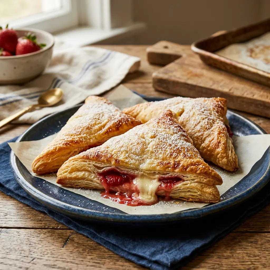 Stunning plated serving of Strawberry Pastries, a chef-tested recipe by Chef Jorj Morgan.