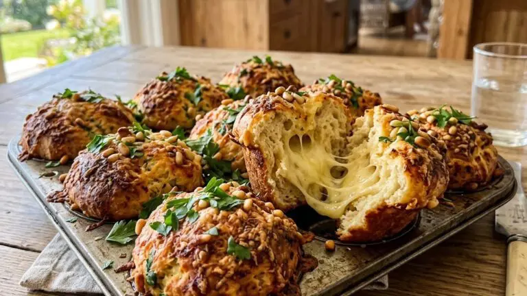 Stunning plated serving of Cheesy Garlic Muffins, a chef-tested recipe by Chef Jorj Morgan.