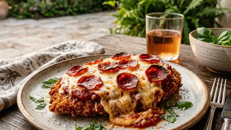 Stunning plated serving of Chicken Pepperoni, a chef-tested recipe by Chef Jorj Morgan.