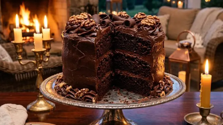 Stunning plated serving of Chocolate Mahogany Cake, a chef-tested recipe by Chef Jorj Morgan.