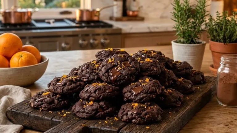 Stunning plated serving of Dark Chocolate Chip Cookies with a Hint of Orange, a chef-tested recipe by Chef Jorj Morgan.