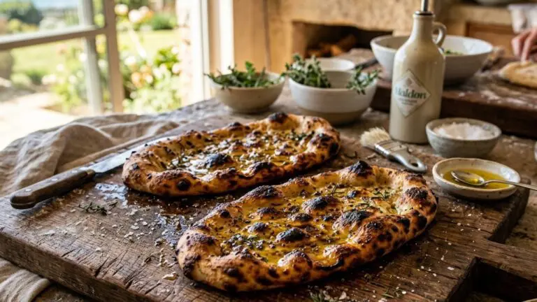 Stunning plated serving of Flatbreads “My Way”, a chef-tested recipe by Chef Jorj Morgan.