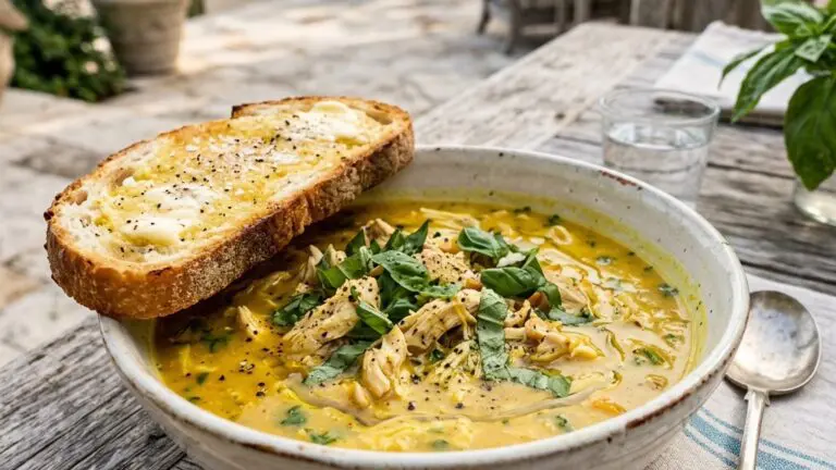 Stunning plated serving of Flu-Fightin’ Chicken Soup, a chef-tested recipe by Chef Jorj Morgan.
