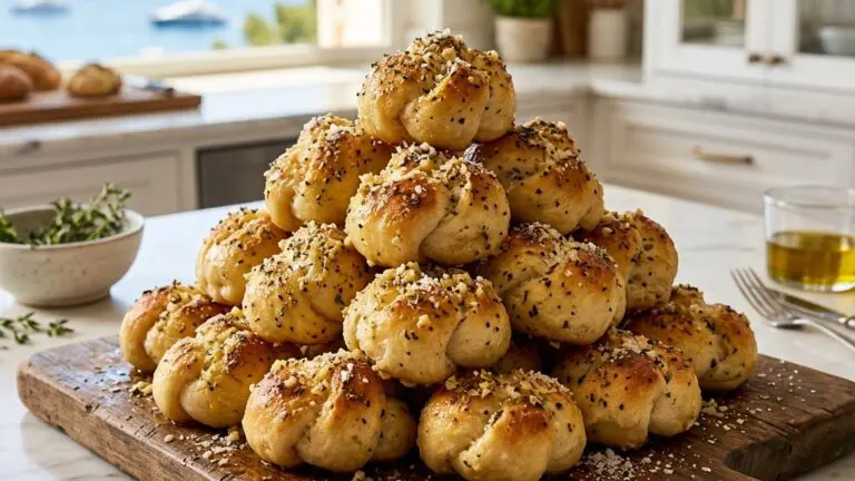 Stunning plated serving of Garlic Knot Rolls, a chef-tested recipe by Chef Jorj Morgan.