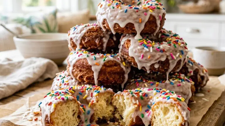 Stunning plated serving of Glazed Donuts with Sprinkles, a chef-tested recipe by Chef Jorj Morgan.