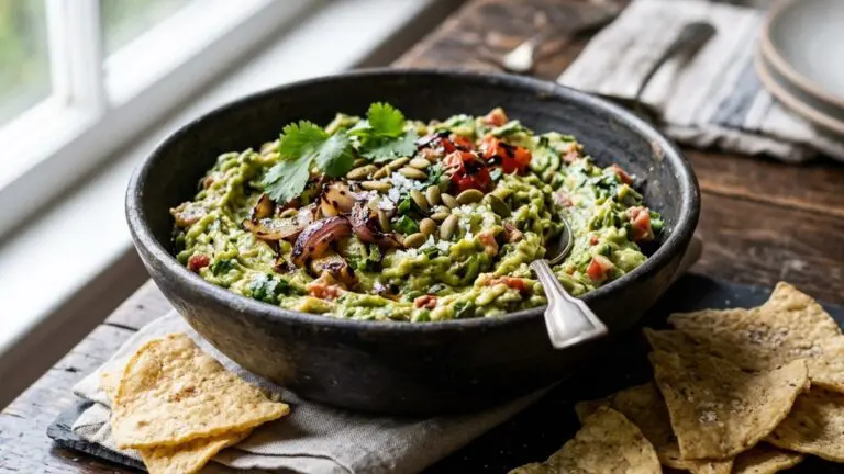 Stunning plated serving of Grilled Guac, a chef-tested recipe by Chef Jorj Morgan.
