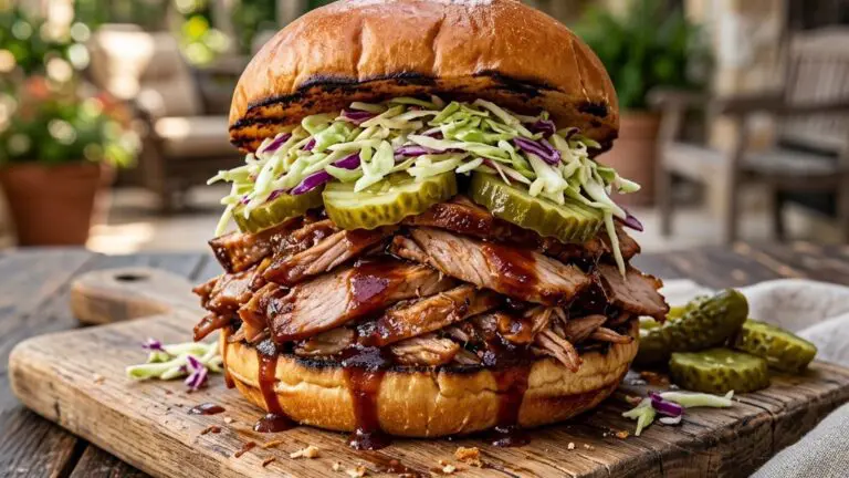 Stunning plated serving of Indoor Barbecue Pork Sammies, a chef-tested recipe by Chef Jorj Morgan.