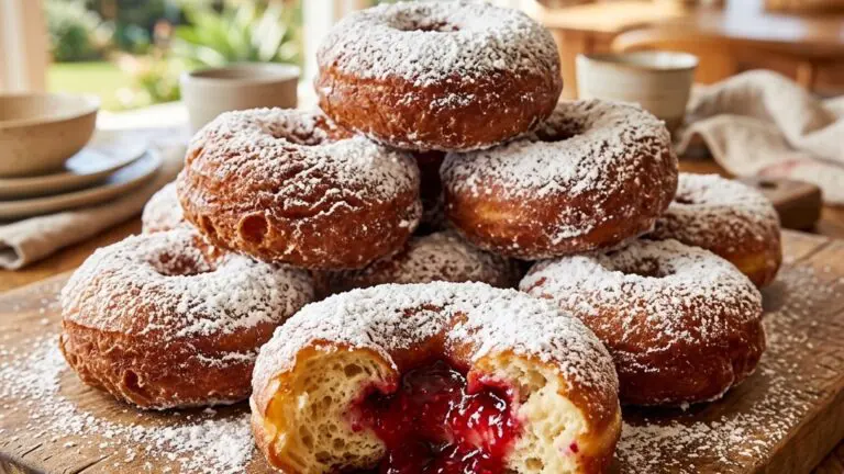 Stunning plated serving of Jelly-Filled Donuts, a chef-tested recipe by Chef Jorj Morgan.