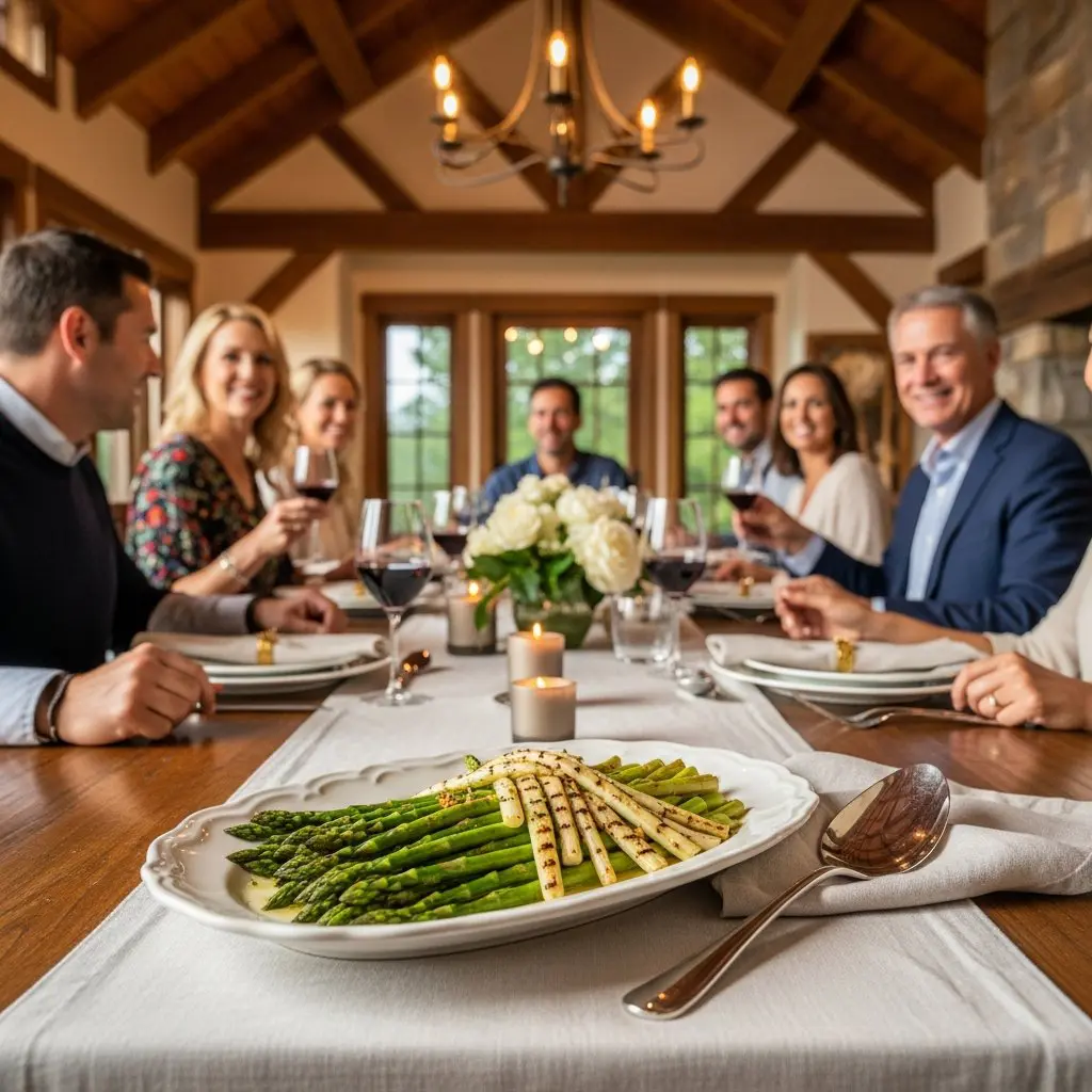 A gorgeous single-view lifestyle photo of freshly prepared Blanched Asparagus Three Ways.