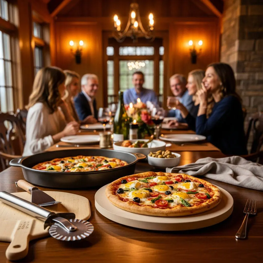 A gorgeous single-view lifestyle photo of freshly prepared Breakfast Pizzas.