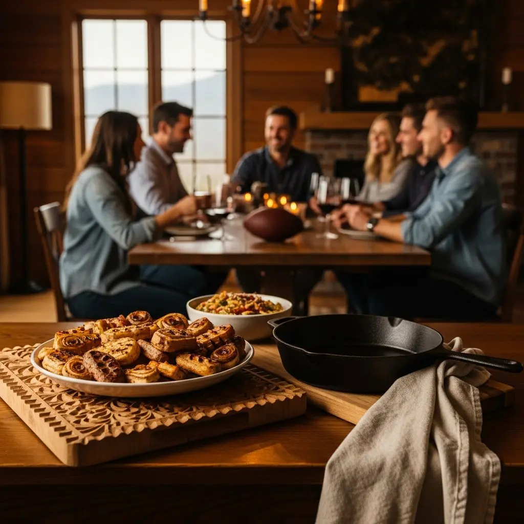 A gorgeous single-view lifestyle photo of freshly prepared Championship Game Day Spread.