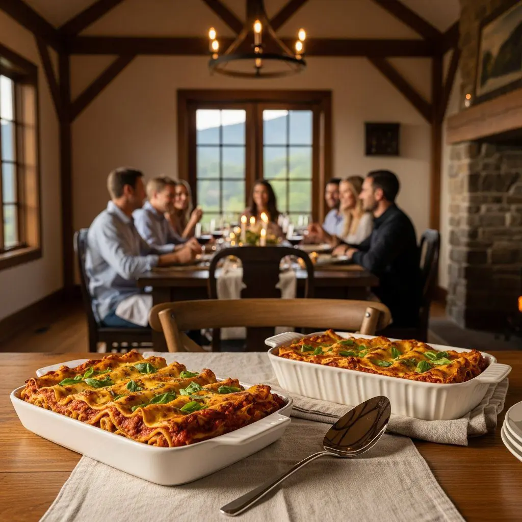 A gorgeous single-view lifestyle photo of freshly prepared Lasagna Roll-ups.