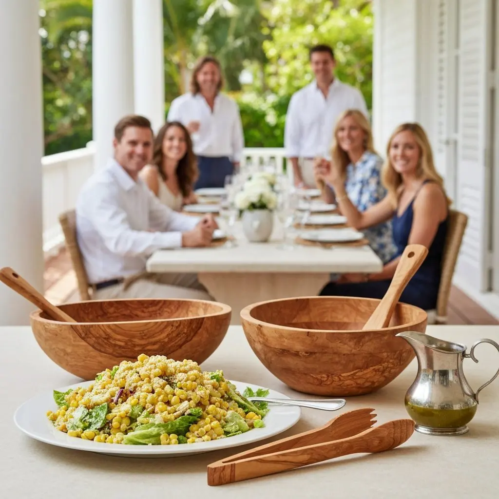 A gorgeous single-view lifestyle photo of freshly prepared Street Corn Caesar Salad.
