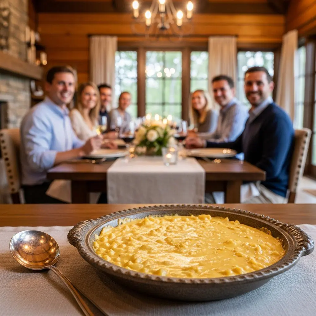 A gorgeous single-view lifestyle photo of freshly prepared White Sauce for Mac and Cheese.