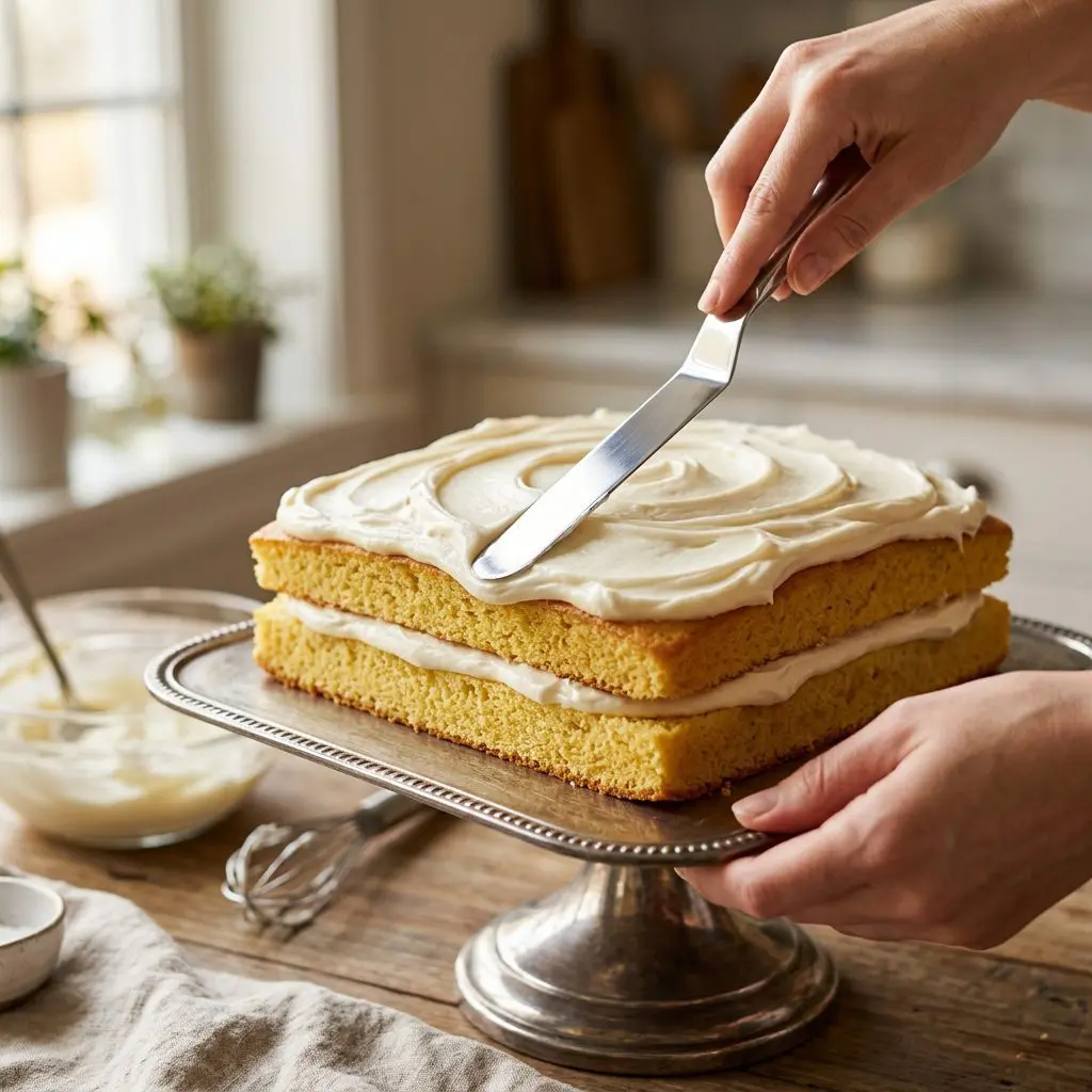 An electric hand mixer with metal beaters fluffing golden room-temperature butter and granulated sugar together in a large, classic white ceramic mixing bowl, with soft light capturing the creamy texture and sweet vanilla-infused lemon zest flecks.